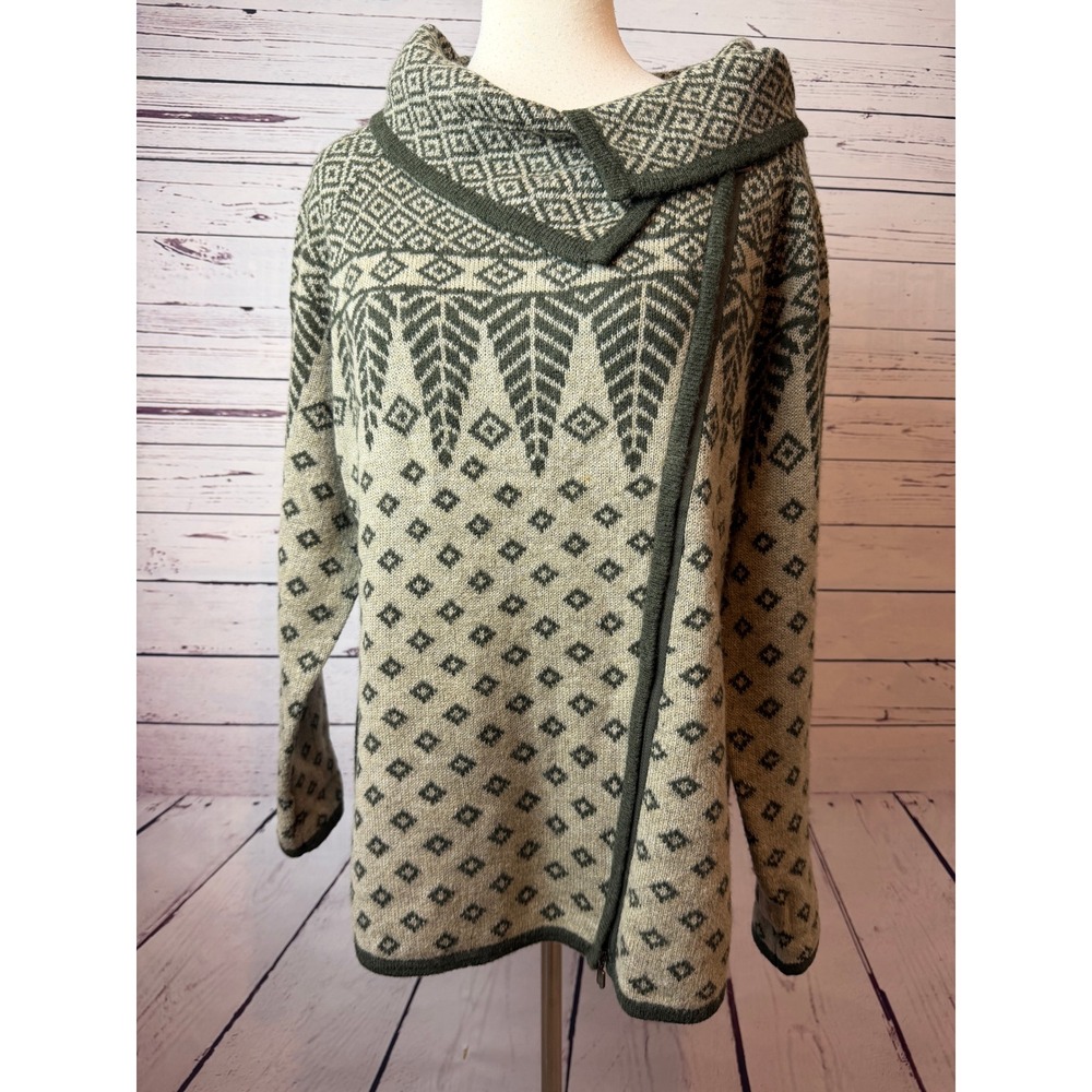 Royal Robbins Sweater XL Fair Isle Asymmetrical Zip Cardigan Nordic Extra Large